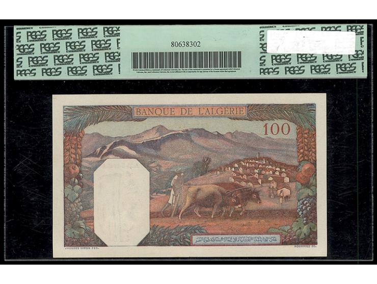 ALGERIA. Banque de l'Algerie. 100 Francs, 1939-45. P-85. PCGS Currency Very Choice New 64. S/N # Z.2158 446&nbsp;Prefix. Exce