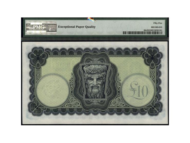 Ireland - Republic, Central Bank Pick # 66c LTN62a-b 1971-75  Ten Pounds - With Security Thread. S/N 30D497024 About Unc PMG 