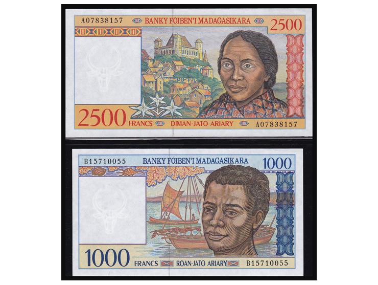 1994-1998. lot of 5 diff banknotes. P - 76, 78, 79, 81 and 82 1000 Fr - 25 000 Fr. All Unc