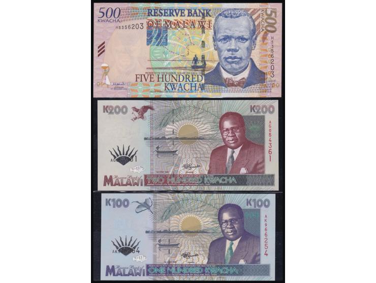 1995-2001, Malawi Lot of 10 diff notes. P - 34-35. 36-38. 40-41. 46-48 all Unc&nbsp;