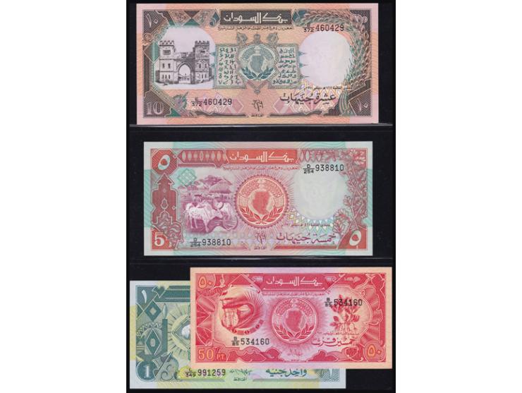 SUDAN. Bank of Sudan. Mixed Denominations, 1987-91.&nbsp; Uncirculated.7&nbsp;pieces in lot. Sudan banknotes. Included in the