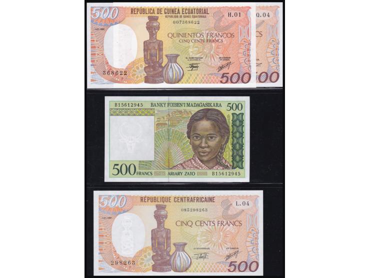 Cameroon Cameroun 500 Francs 1.1.1983 P15d UNC Prefix Y/14.
Billets de banque Madagascar Pk N&deg; 79 - 10000 Francs.
Madagas