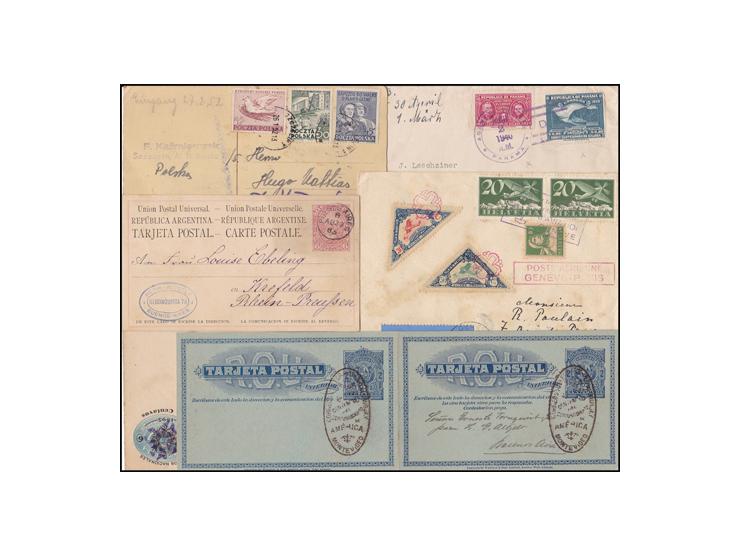1912 -1950. A group of 17 different items 8 postcards From different countries such as Guatemala, Argentina, Switzerland, Aus